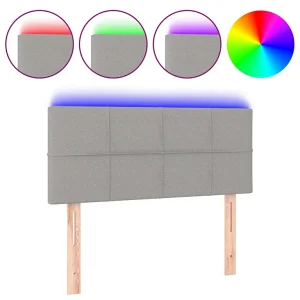 Hoofdbord LED 90x5x78/88 cm stof lichtgrijs