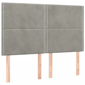 Hoofdbord lichtgrijs 144x5x118/128 cm fluweel
