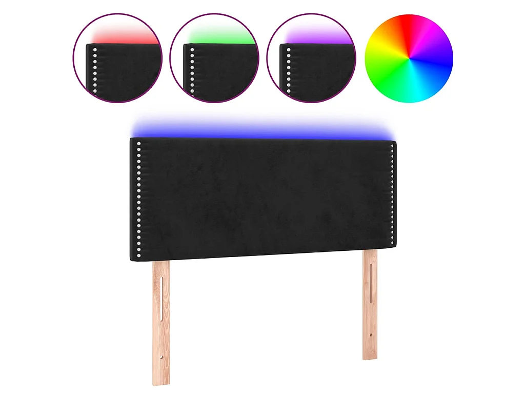 Hoofdbord LED 100x5x78/88 cm fluweel zwart
