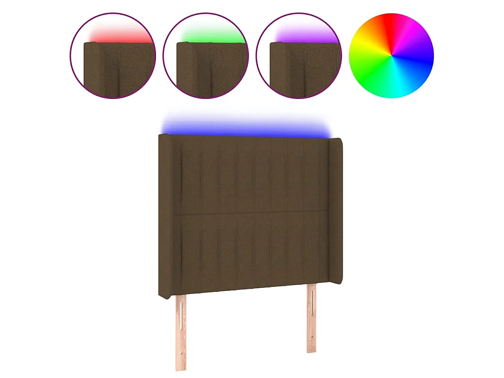 Hoofdbord LED 103x16x118/128 cm stof donkerbruin