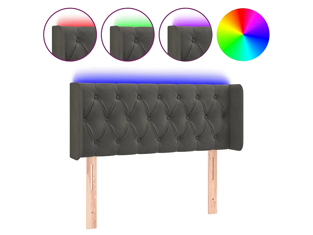 Hoofdbord LED 103x16x78/88 cm fluweel donkergrijs
