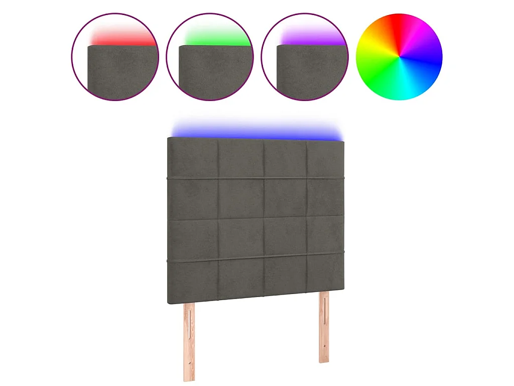 Hoofdbord LED 100x5x118/128 cm fluweel donkergrijs