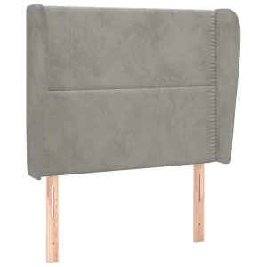 Hoofdbord met randen 103x23x118/128 cm fluweel lichtgrijs Hoofdbord met randen 103x23x118/128 cm fluweel lichtgrijs