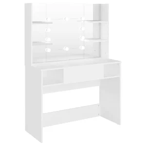 Kaptafel met LED-verlichting 100x40x135 cm MDF wit
