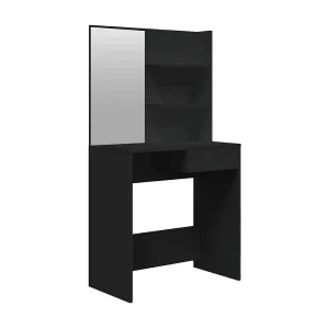 Kaptafel met spiegel 74,5x40x141 cm zwart