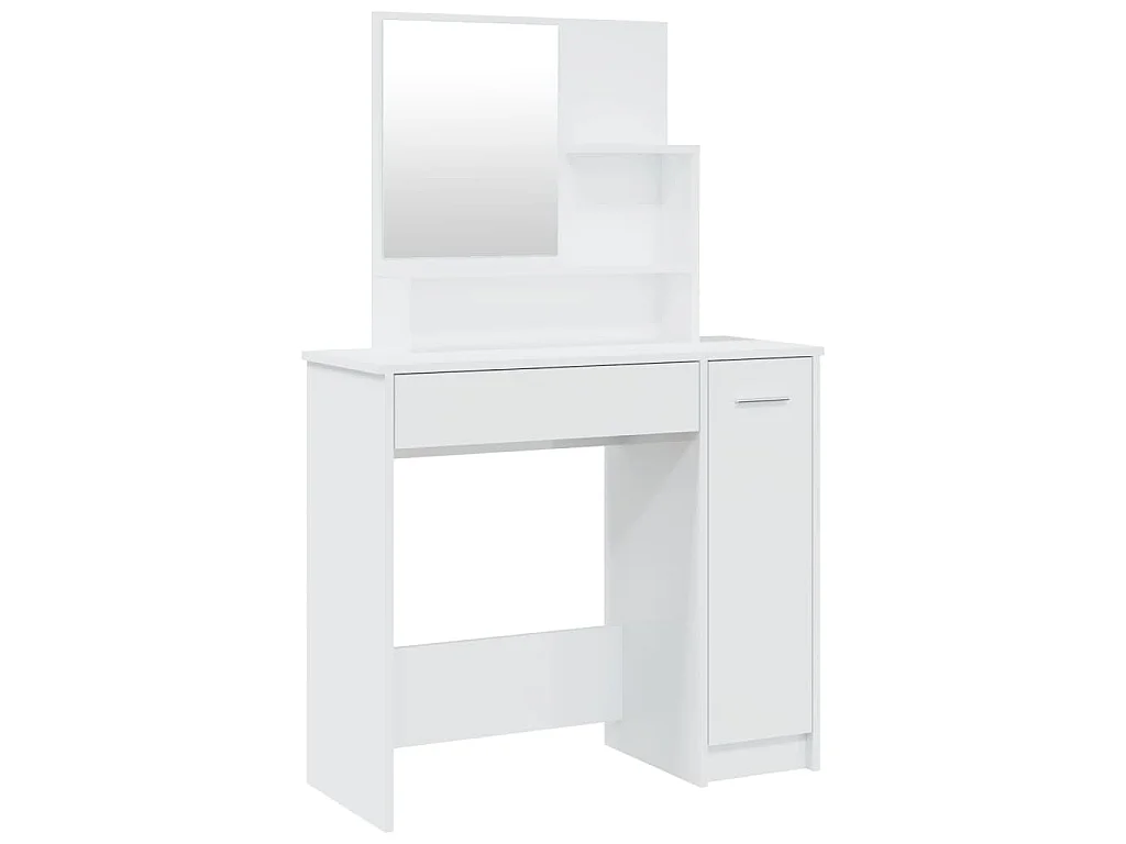 Kaptafel met spiegel 86,5x35x136 cm hoogglans wit