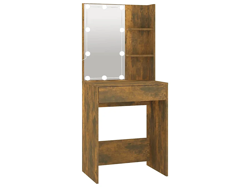Kaptafel met LED-verlichting 60x40x140 cm gerookt eikenkleur