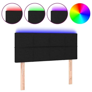 Hoofdbord LED 90x5x78/88 cm stof zwart