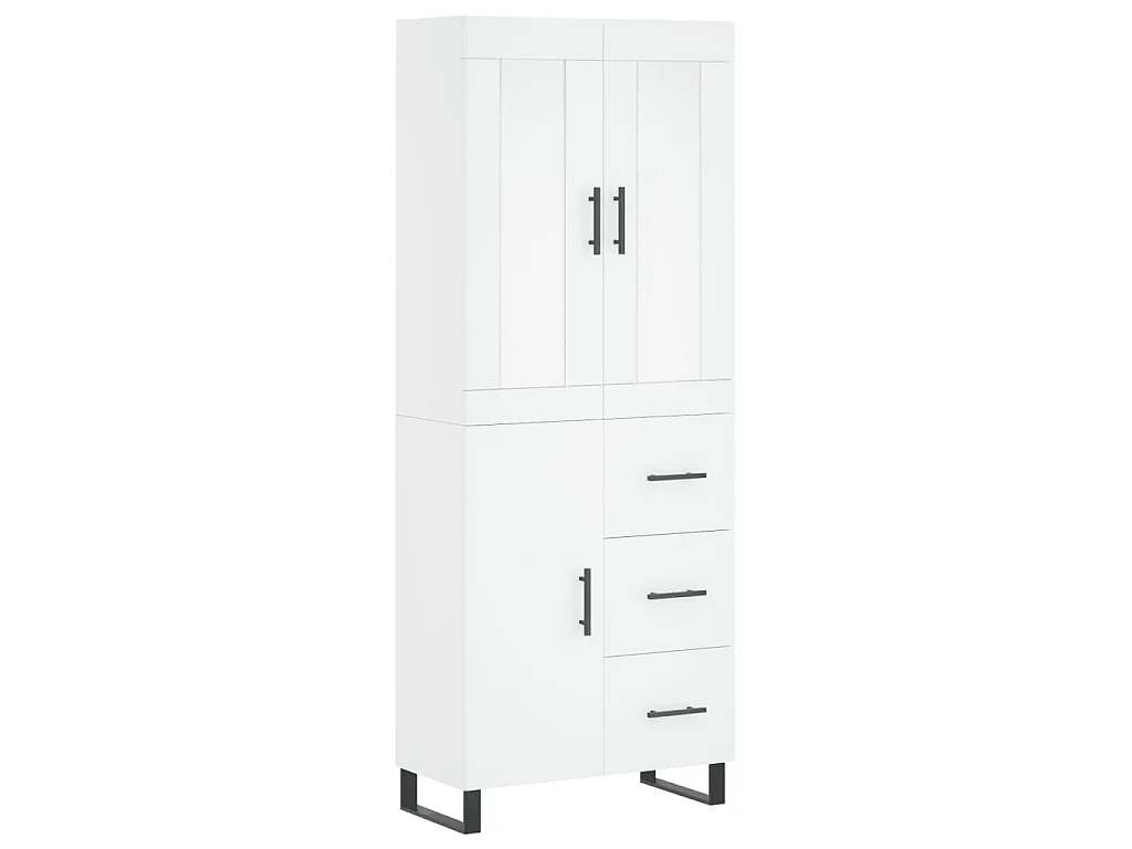 Hoge kast 69,5x34x180 cm bewerkt hout wit
