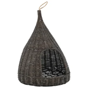 Kattenhuis met kussen tipi 40×60 cm natuurlijk wilgen grijs Kattenhuis met kussen tipi 40×60 cm natuurlijk wilgen grijs