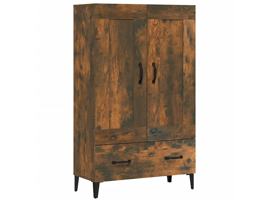 Hoge kast 70x31x115 cm bewerkt hout gerookt eikenkleurig