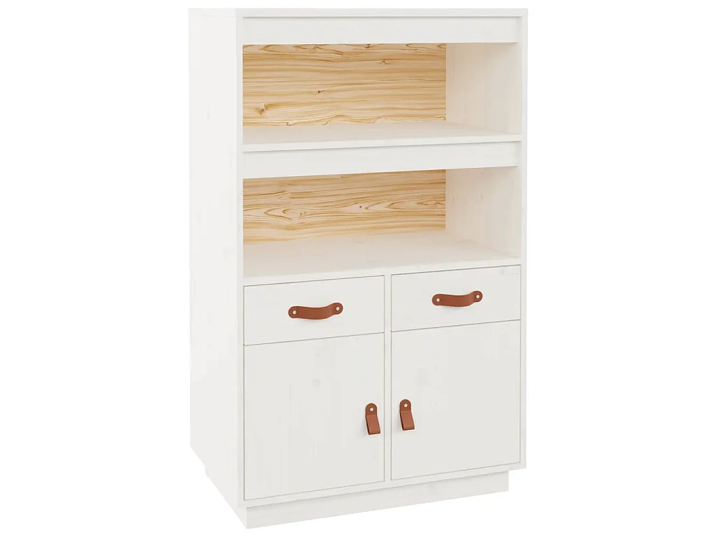 Hoge kast 67x40x108,5 cm massief grenenhout wit