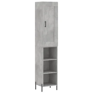 Hoge kast 34,5x34x180 cm bewerkt hout betongrijs Hoge kast 34,5x34x180 cm bewerkt hout betongrijs