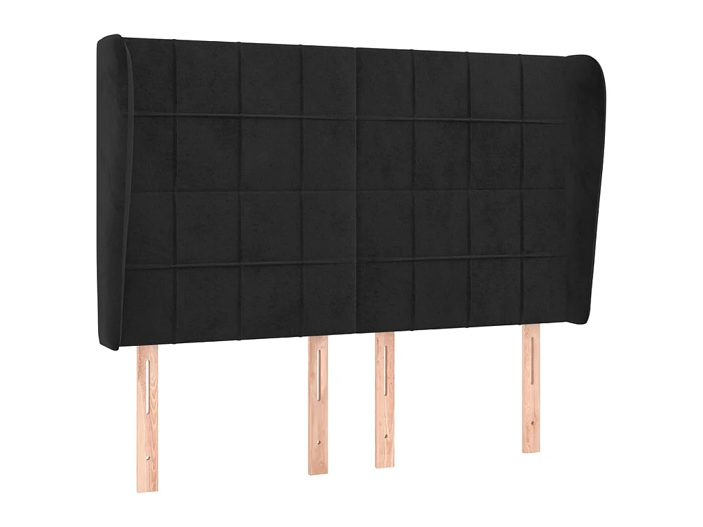 Hoofdbord met randen 147x23x118/128 cm fluweel zwart