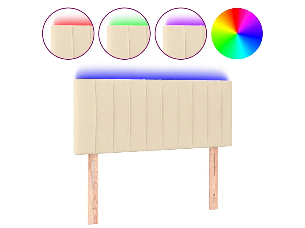 Hoofdbord LED 100x5x78/88 cm stof crèmekleurig
