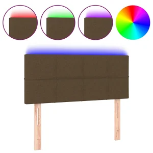 Hoofdbord LED 80x5x78/88 cm stof donkerbruin