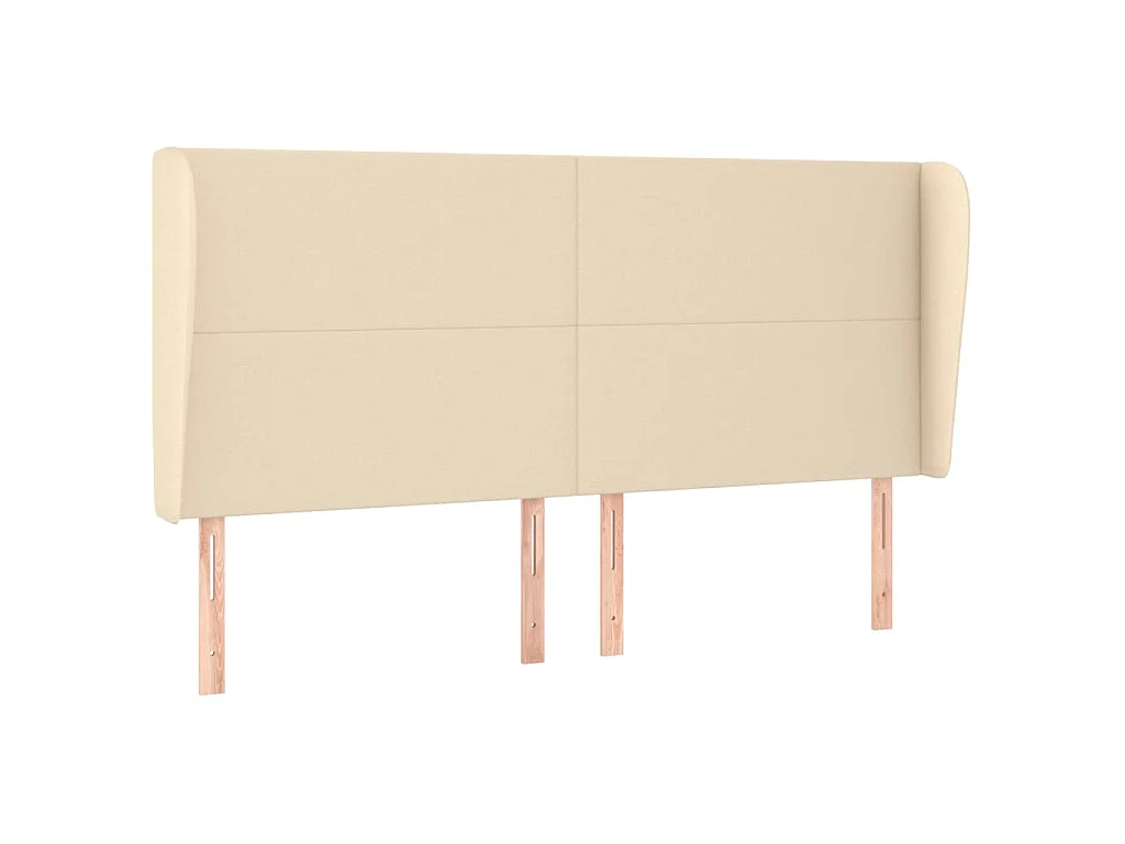 Hoofdbord met randen 203x23x118/128 cm stof crèmekleurig