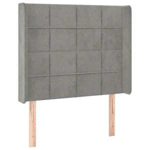 Hoofdbord met randen 103x16x118/128 cm fluweel lichtgrijs Hoofdbord met randen 103x16x118/128 cm fluweel lichtgrijs