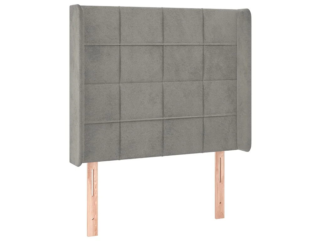 Hoofdbord met randen 103x16x118/128 cm fluweel lichtgrijs