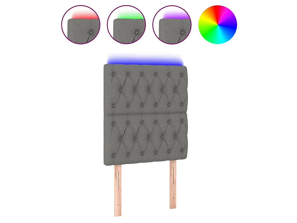 Hoofdbord LED 80x7x118/128 cm stof donkergrijs