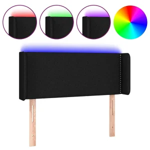 Hoofdbord LED 93x16x78/88 cm stof zwart