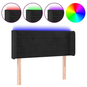 Hoofdbord LED 93x16x78/88 cm fluweel zwart
