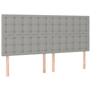 Hoofdbord lichtgrijs 160x5x118/128 cm stof