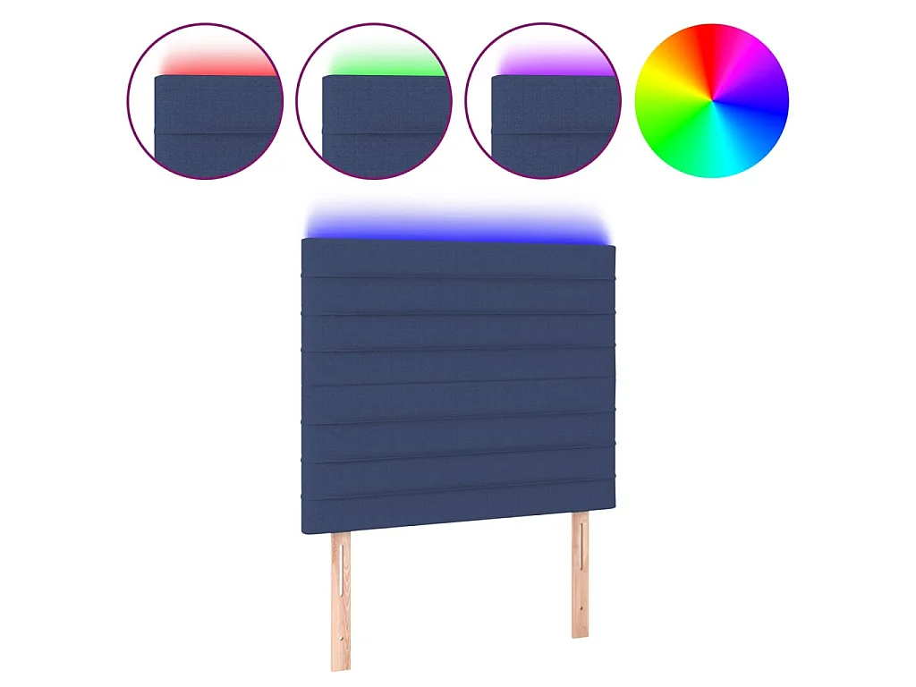Hoofdbord LED 100x5x118/128 cm stof blauw