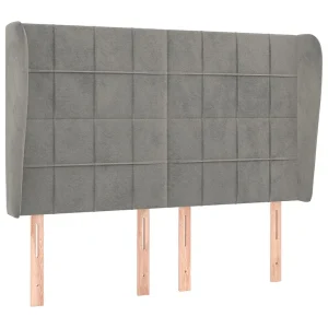 Hoofdbord met randen 147x23x118/128 cm fluweel lichtgrijs Hoofdbord met randen 147x23x118/128 cm fluweel lichtgrijs
