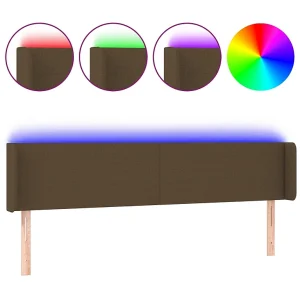 Hoofdbord LED 203x16x78/88 cm stof donkerbruin