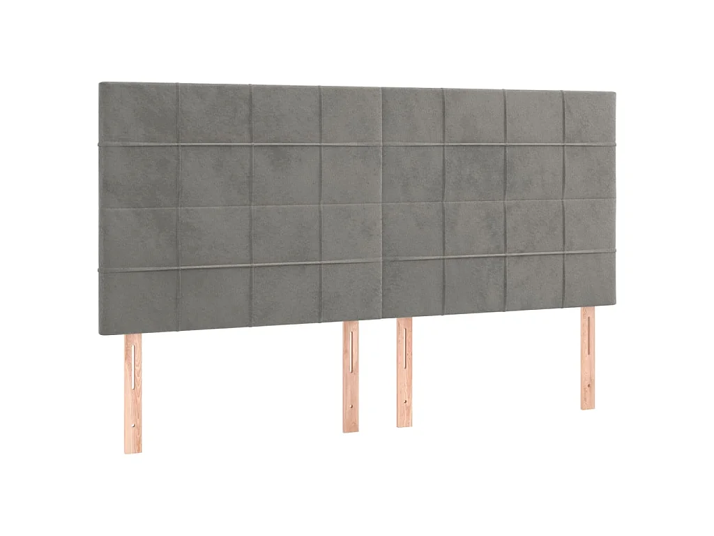 Hoofdbord lichtgrijs 200x5x118/128 cm fluweel