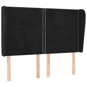 Hoofdbord met randen 147x23x118/128 cm fluweel zwart Hoofdbord met randen 147x23x118/128 cm fluweel zwart