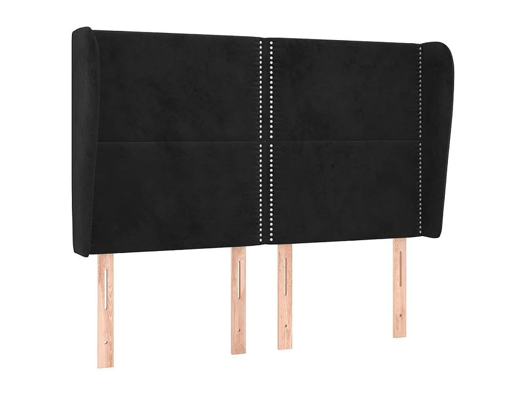 Hoofdbord met randen 147x23x118/128 cm fluweel zwart