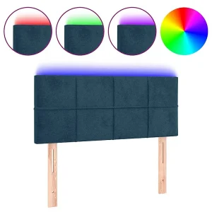 Hoofdbord LED 80x5x78/88 cm fluweel donkerblauw