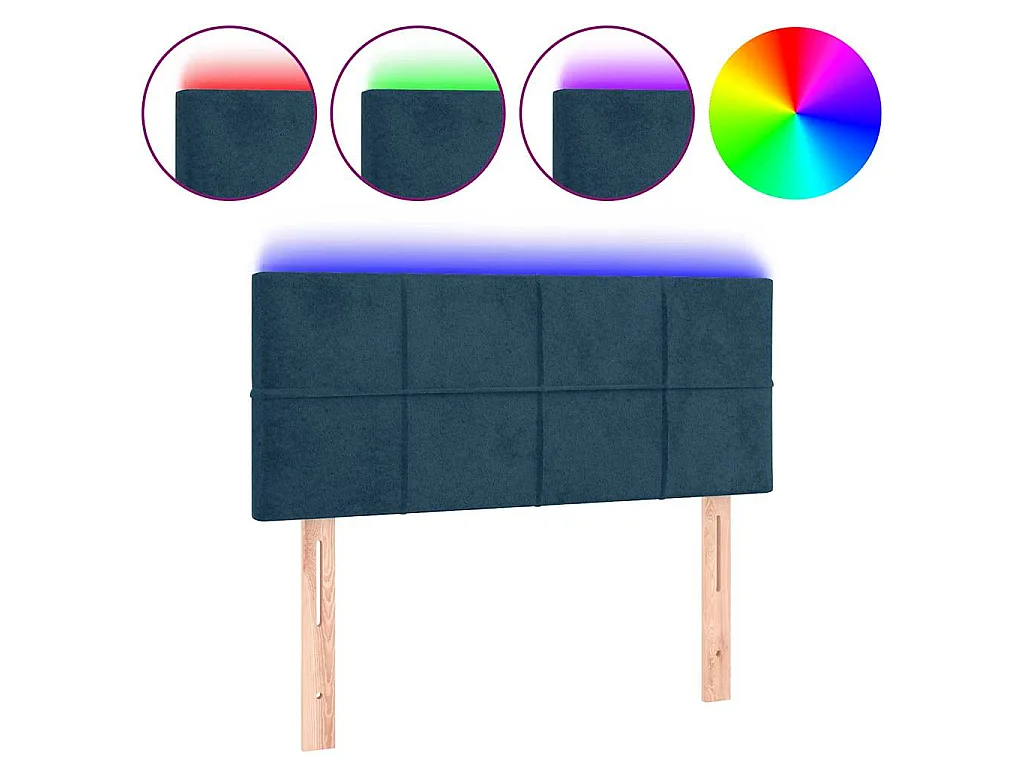 Hoofdbord LED 80x5x78/88 cm fluweel donkerblauw