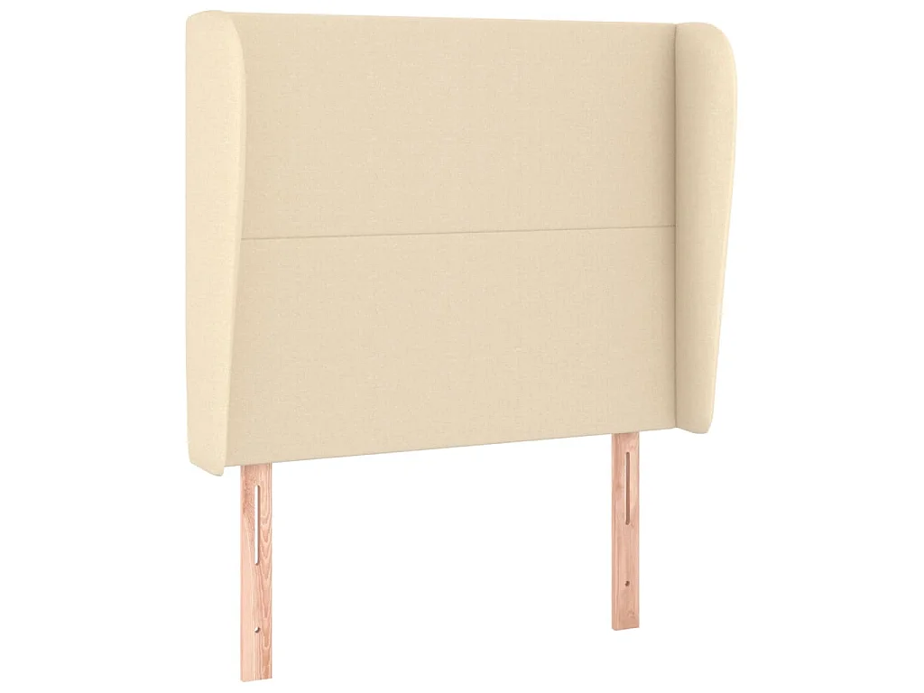 Hoofdbord met randen 103x23x118/128 cm stof crèmekleurig