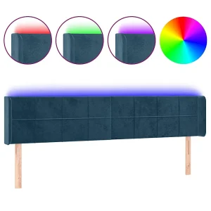 Hoofdbord LED 203x16x78/88 cm fluweel donkerblauw