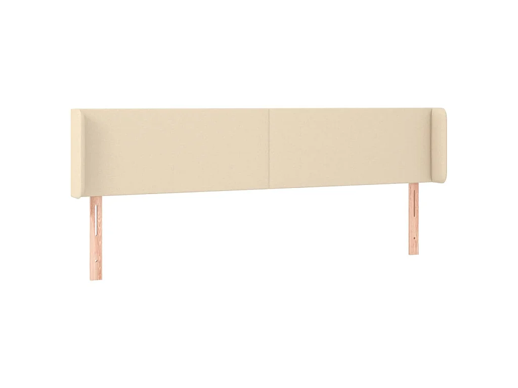 Hoofdbord met randen 203x16x78/88 cm stof crèmekleurig