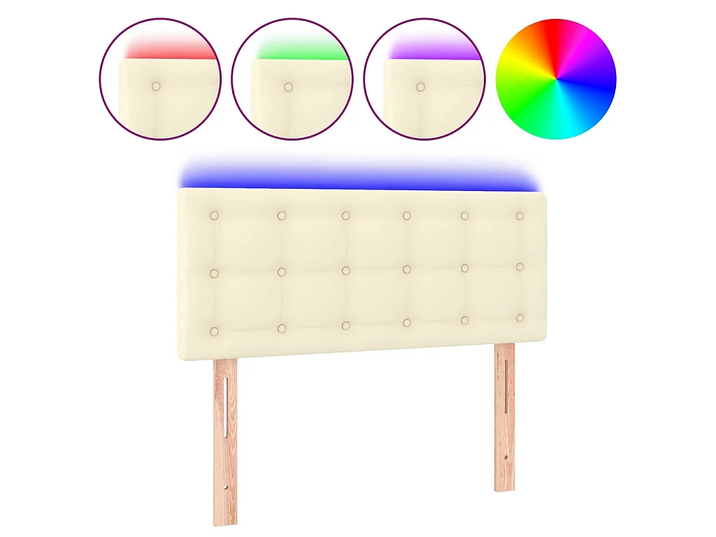 Hoofdbord LED 90x5x78/88 cm kunstleer crèmekleurig