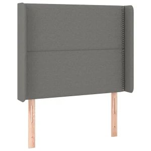 Hoofdbord met randen 93x16x118/128 cm stof donkergrijs Hoofdbord met randen 93x16x118/128 cm stof donkergrijs
