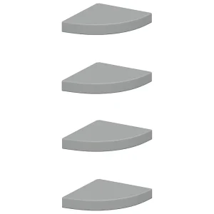 Hoekschappen zwevend 4 st 25x25x3,8 cm MDF grijs Hoekschappen zwevend 4 st 25x25x3,8 cm MDF grijs
