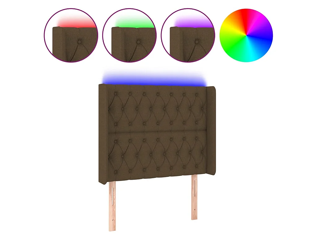 Hoofdbord LED 103x16x118/128 cm stof donkerbruin