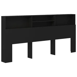 Hoofdbordkast 220x19x103,5 cm zwart