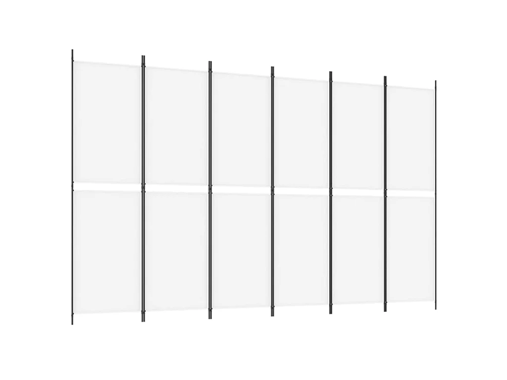 Kamerscherm met 6 panelen 300x200 cm stof wit