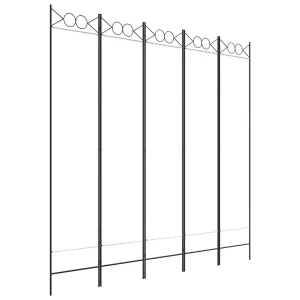 Kamerscherm met 5 panelen 200×200 cm stof wit Kamerscherm met 5 panelen 200×200 cm stof wit