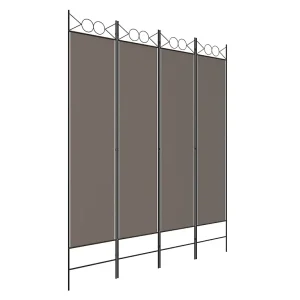 Kamerscherm met 4 panelen 160×220 cm stof antracietkleurig