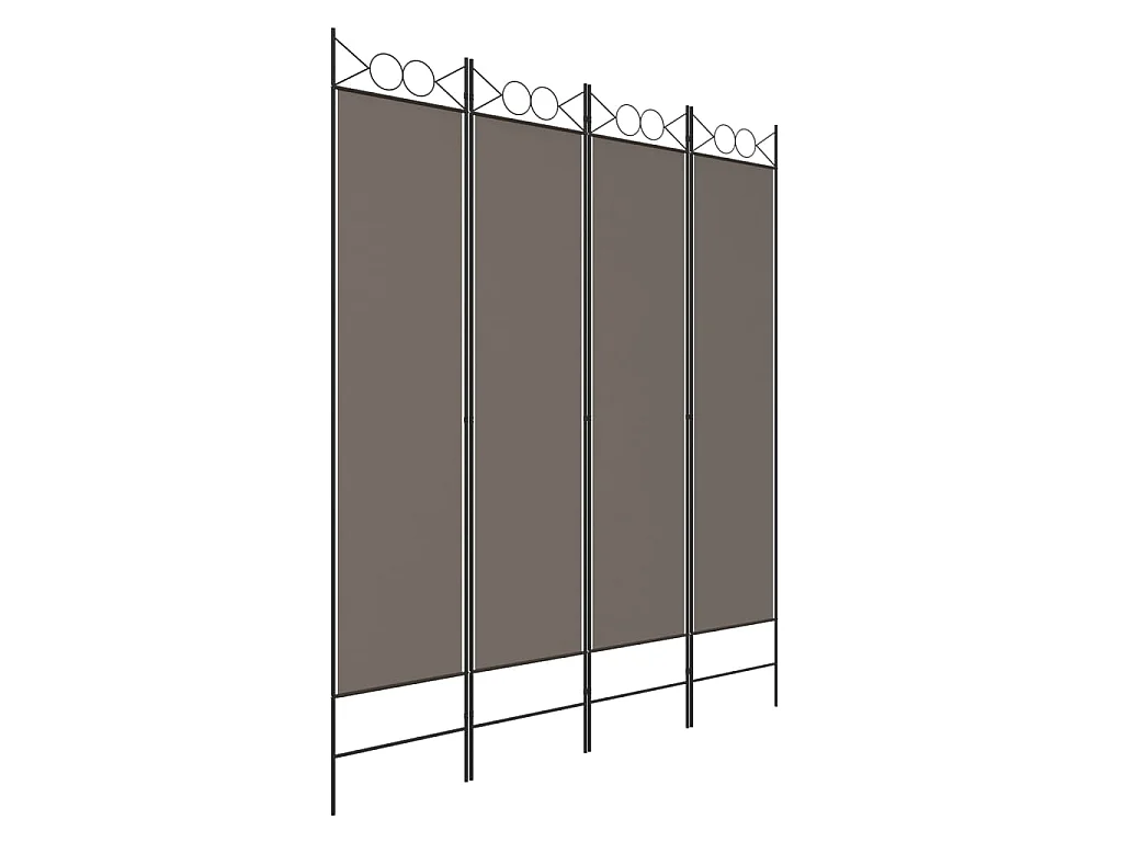 Kamerscherm met 4 panelen 160x220 cm stof antracietkleurig