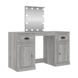 Kaptafel met LED-verlichting 130x50x132,5 cm grijs sonoma eiken