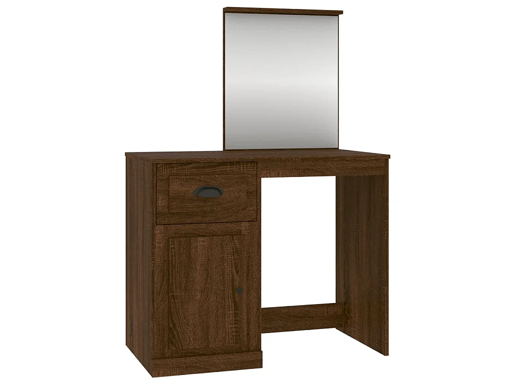 Kaptafel met spiegel 90x50x132,5 cm bewerkt hout bruineiken