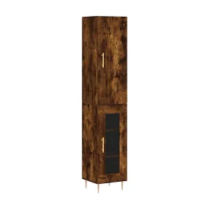 Hoge kast 34,5x34x180 cm bewerkt hout gerookt eikenkleurig Hoge kast 34,5x34x180 cm bewerkt hout gerookt eikenkleurig